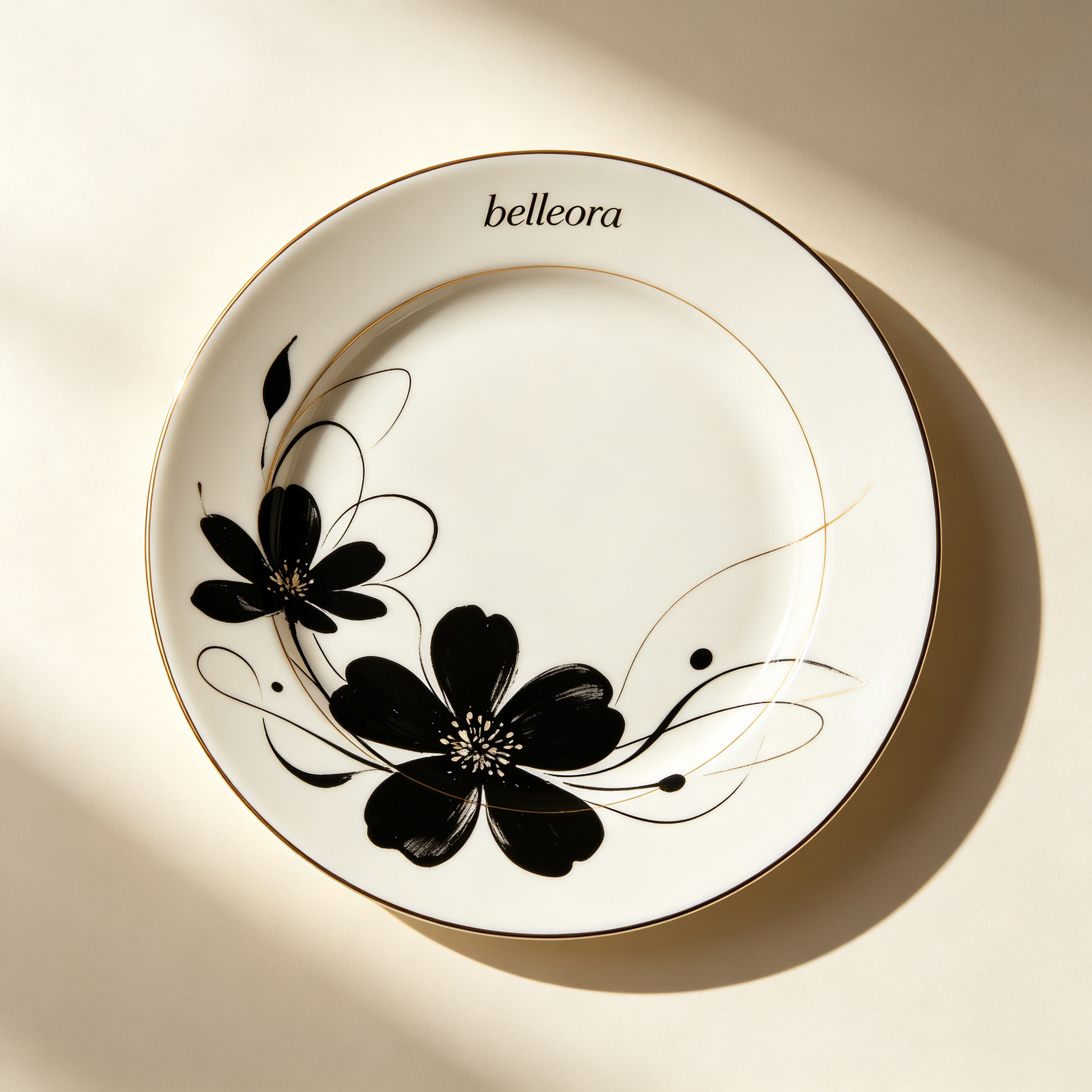 Belleora Gold Rim Light Luxury Round Plate